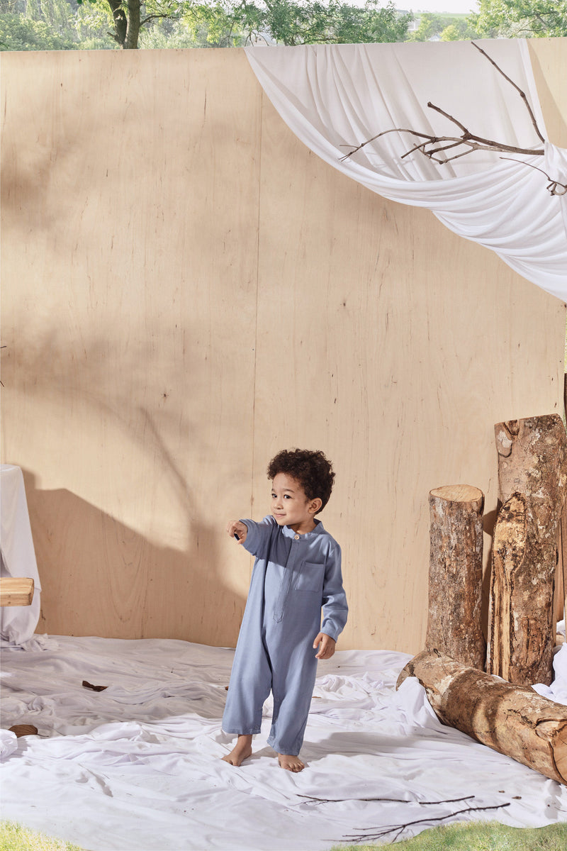 Light Pigeon Blue Babies Jumpsuit