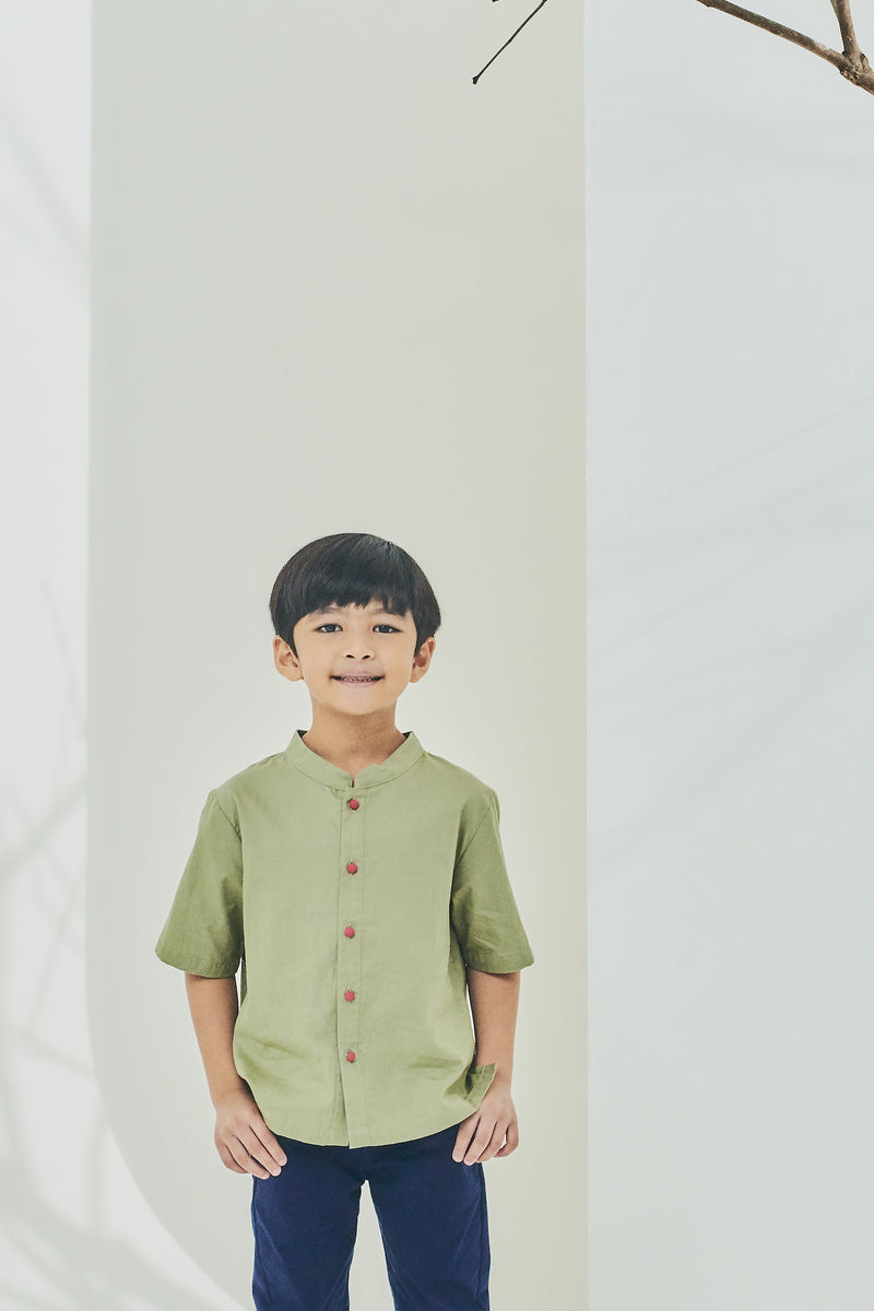 Olive Green Colour Oriental Shirt