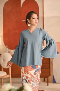 The Titi Women Bell Sleeve Blouse - Arctic Blue