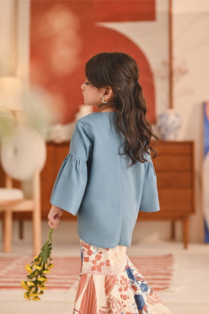 The Titi Bell Sleeve Blouse - Arctic Blue