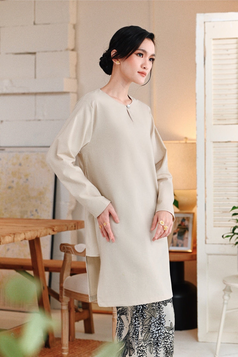 The Jumpa Women Pesak Kurung Top - Khaki