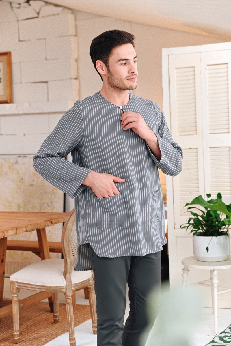 The Jumpa Men Pesak Kurta - Stone Stripe