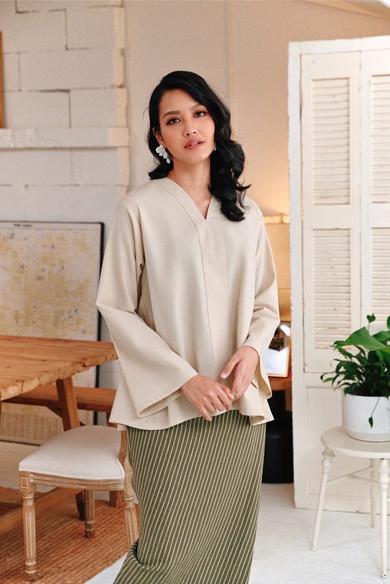 The Jumpa Women Kurung Kedah Top - Khaki