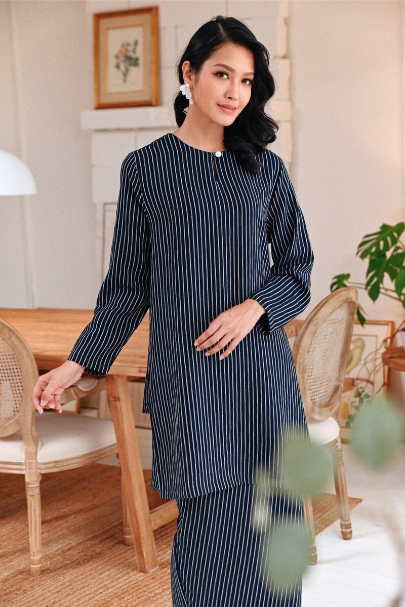 The Jumpa Women Pesak Kurung Top - Deep Stripe