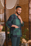 The Hening Men 3/4 Sleeve Kurta - Green Square