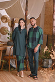 The Hening Men 3/4 Sleeve Kurta - Green Square