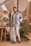 The Hening Men 3/4 Sleeve Kurta - Blue Square