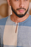 The Hening Men 3/4 Sleeve Kurta - Blue Square