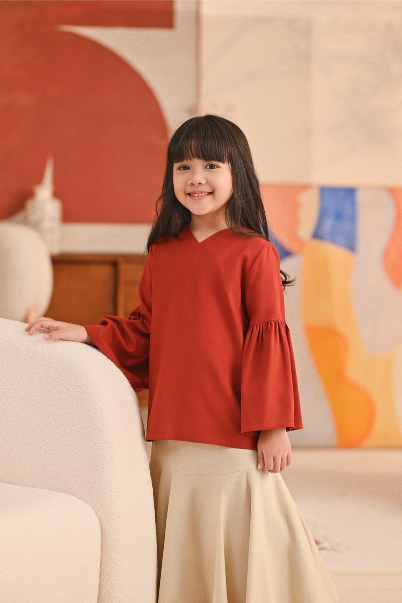 The Titi Bell Sleeve Blouse - Terracotta