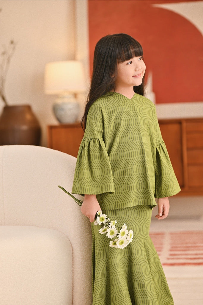 The Titi Bell Sleeve Blouse - Olive Grove