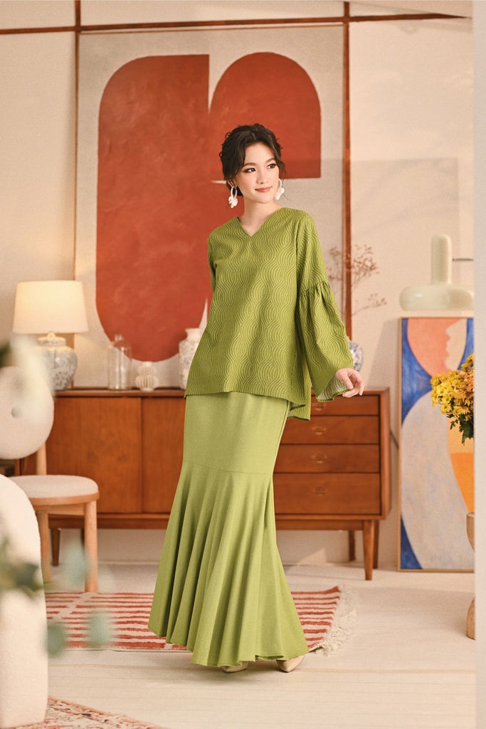 The Titi Women Modern Kurung Skirt - Lawn Green