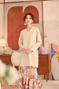 The Titi Women Modern Kurung Top - Cream