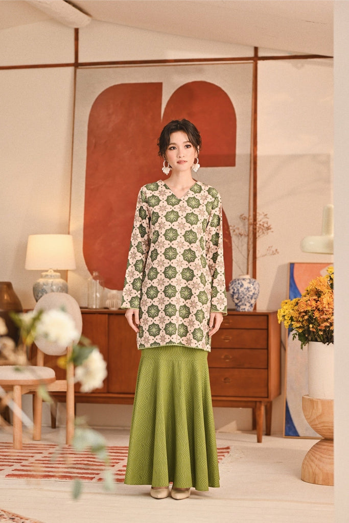 The Titi Women Modern Kurung Skirt - Olive Grove