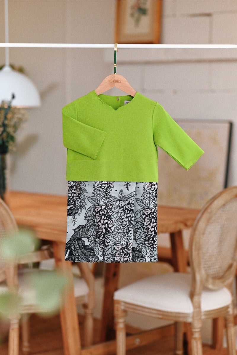 The Jumpa Babies Jacquard Kurung - Lime Green