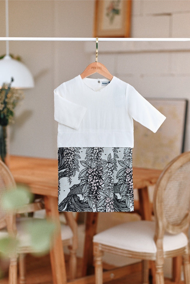 The Jumpa Babies Jacquard Kurung - White Jacquard