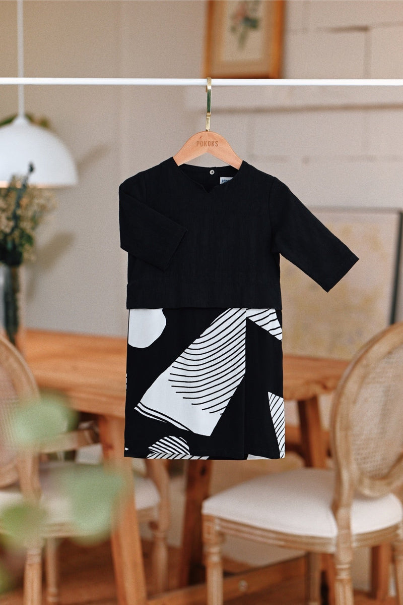 The Jumpa Babies Kurung - Black Jacquard