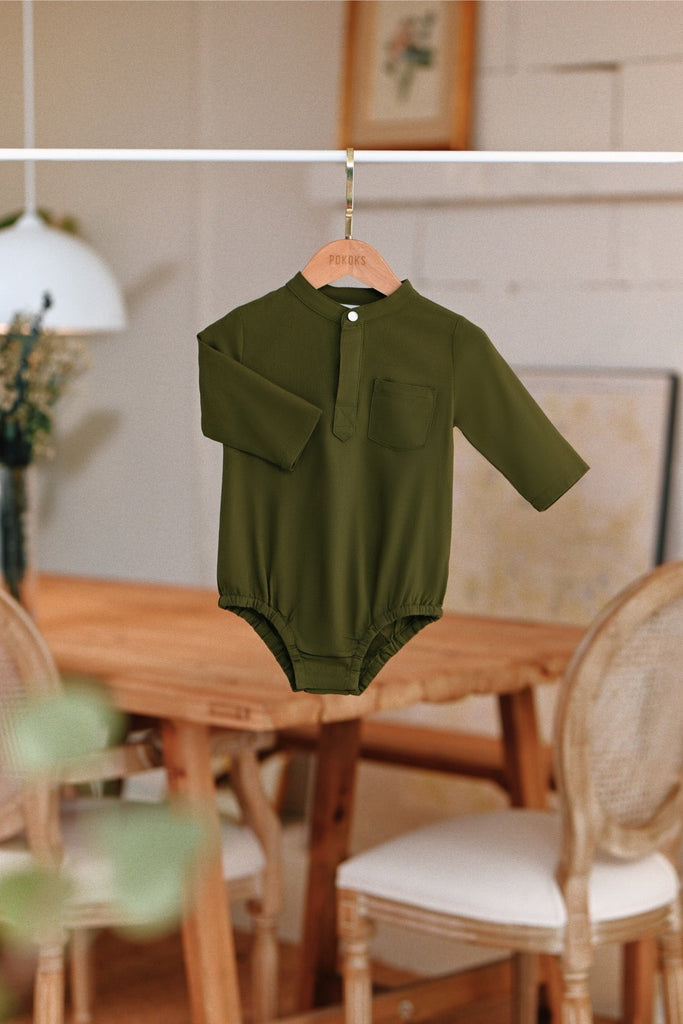 The Jumpa Babies Baju Melayu Romper Olive – - Main Image
