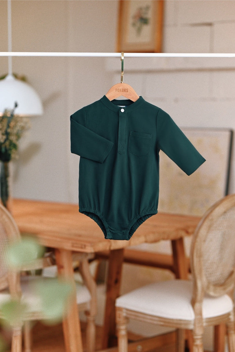 The Jumpa Babies Baju Melayu Romper - Emerald Green