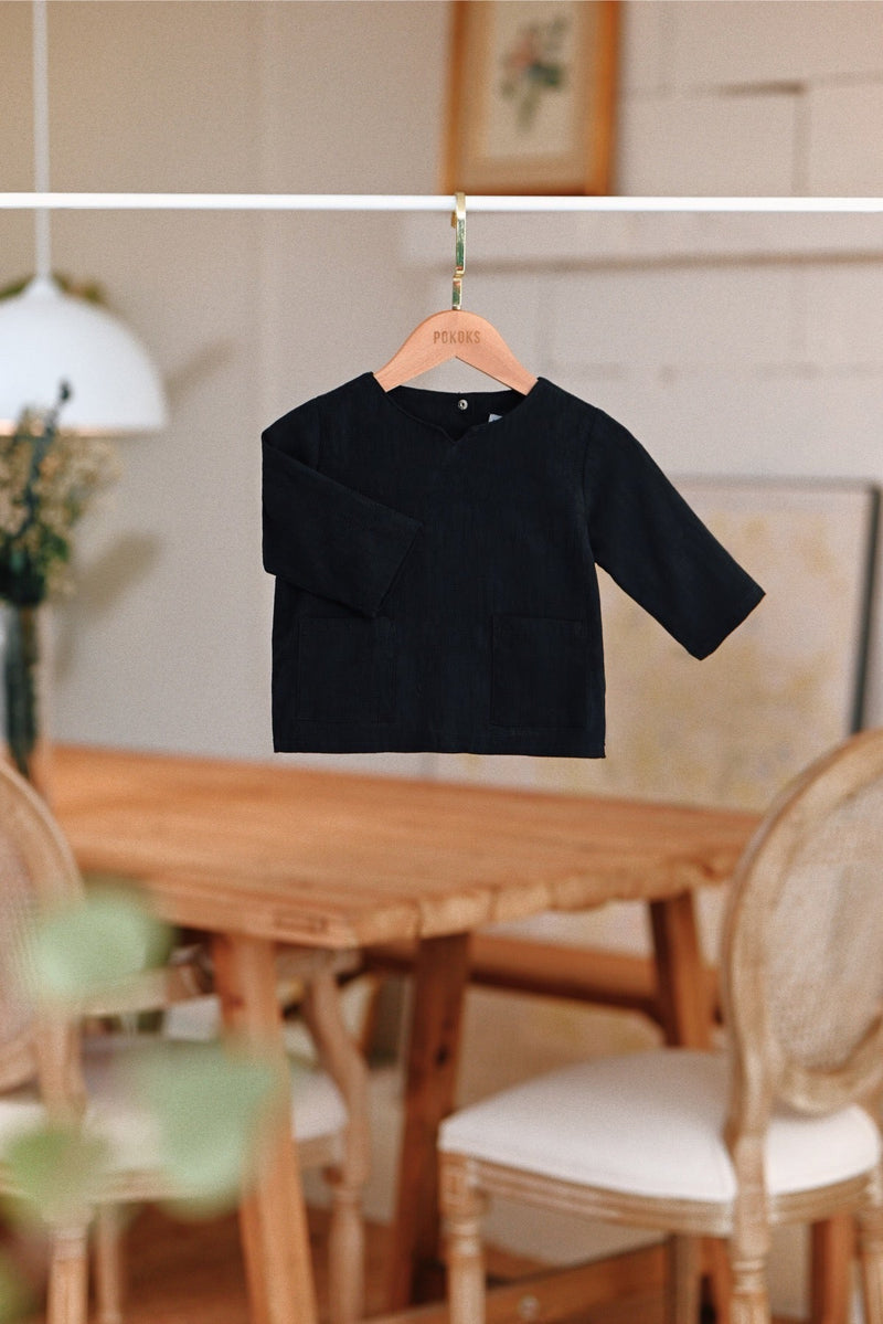 The Jumpa Babies Kurta - Black Jacquard