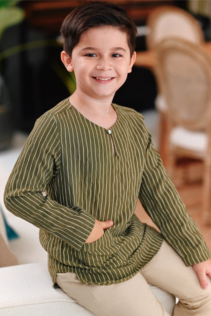 The Jumpa Pesak Kurta - Leaf Stripe