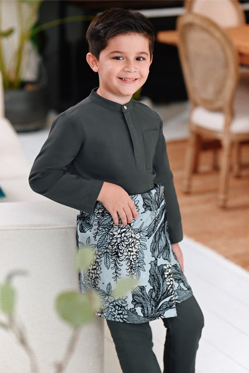 The Jumpa Baju Melayu Top - Steel Grey