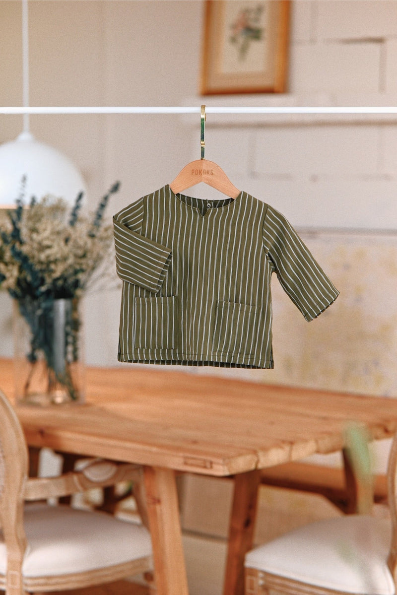 The Jumpa Babies Kurta - Leaf Stripe