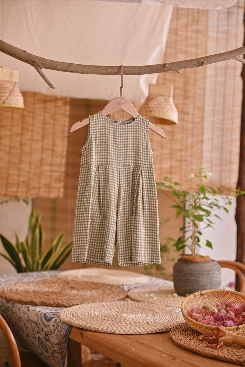 The Hening Babies Dungarees - Green Checked
