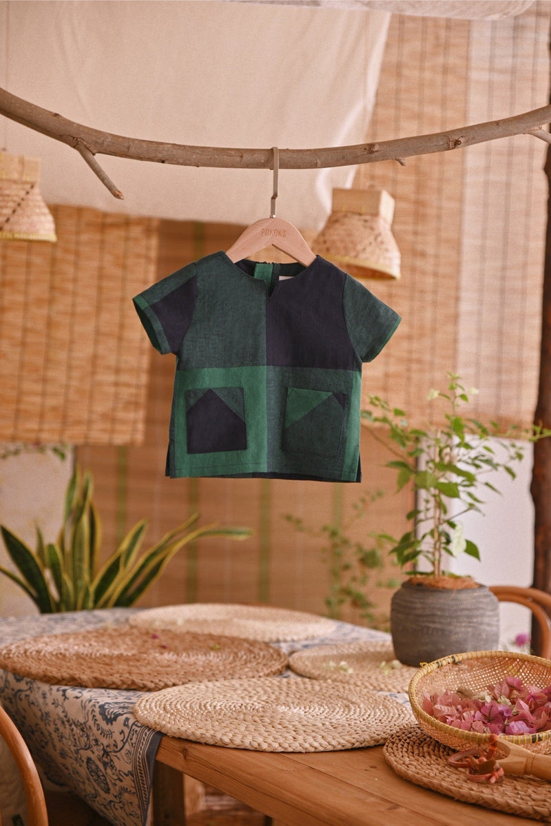 The Hening Babies Short Sleeve Kurta - Green Square