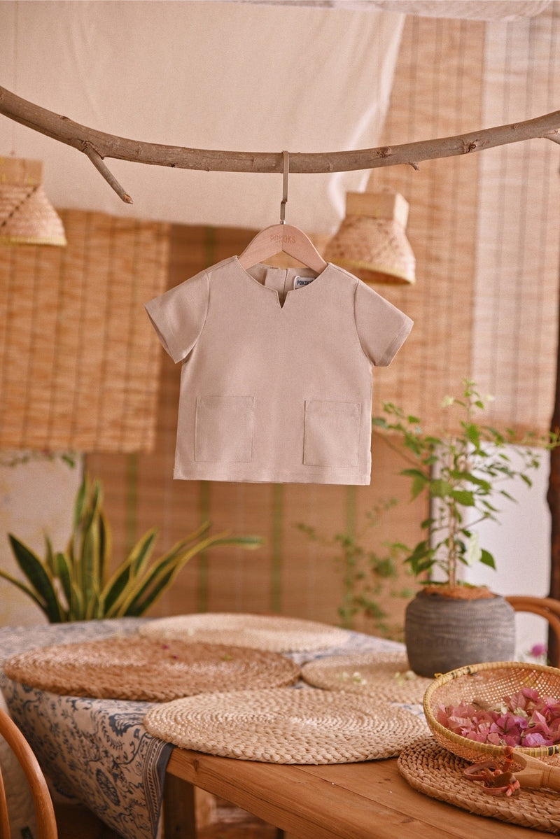 The Hening Babies Short Sleeve Kurta - Light Champagne