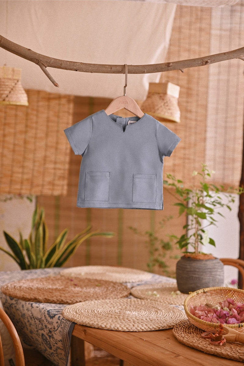 The Hening Babies Short Sleeve Kurta - Air Force Blue