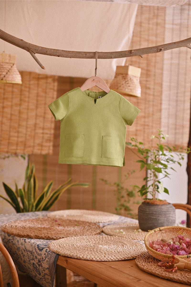 The Hening Babies Short Sleeve Kurta - Lawn Green