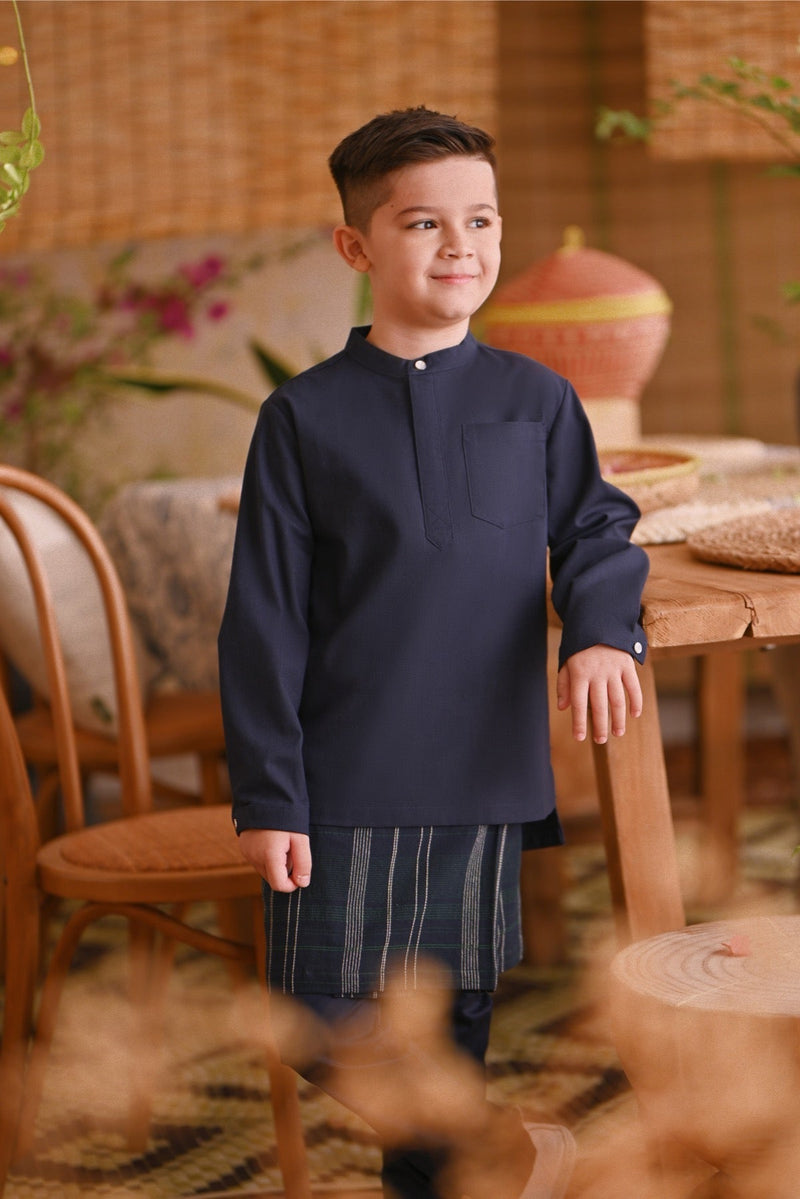 The Hening Baju Melayu Top - Navy Blue