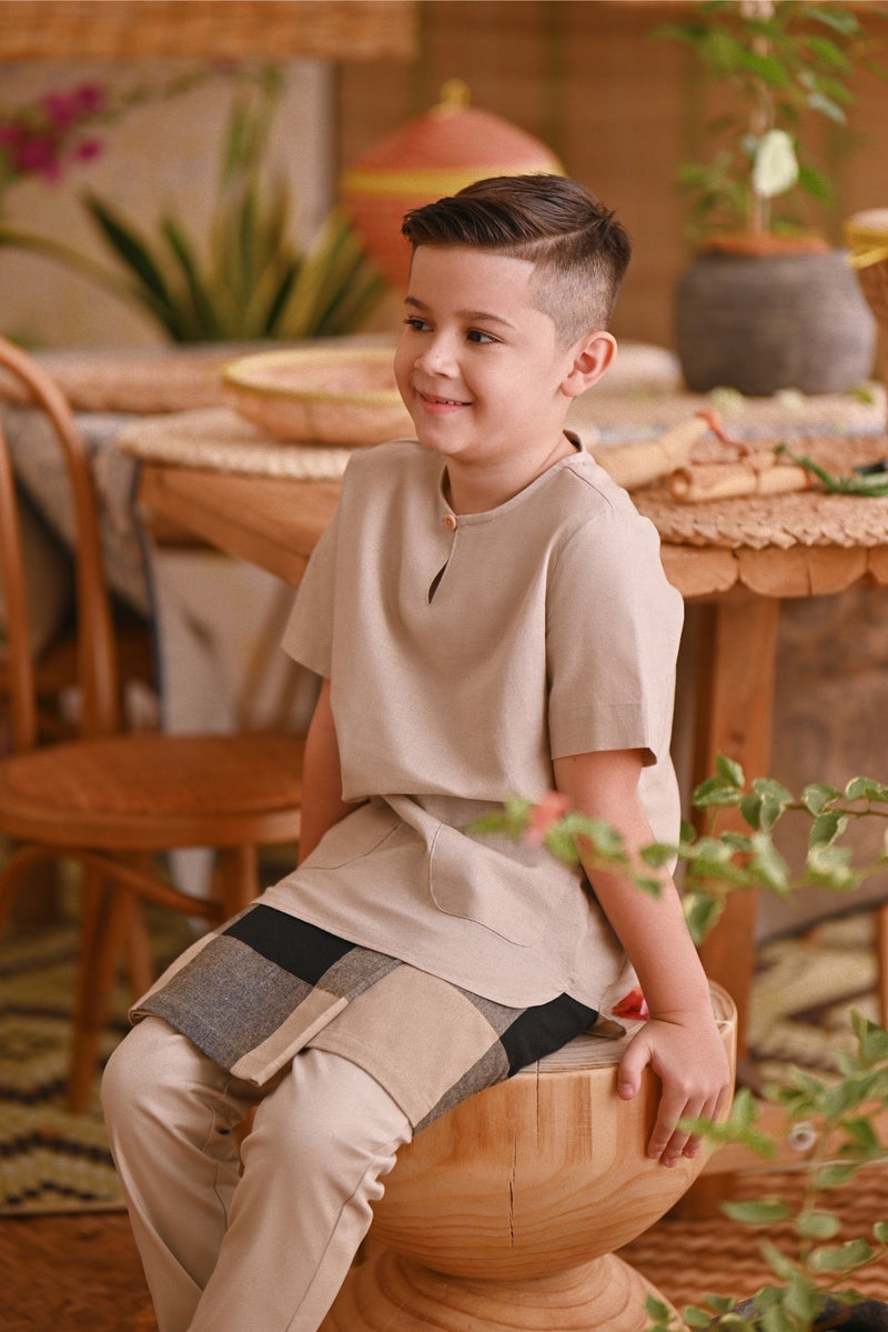 The Hening Short Sleeve Kurta - Light Champagne