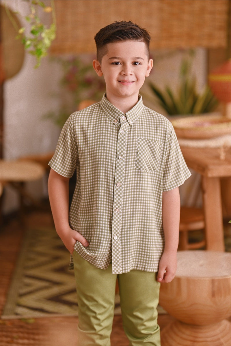 The Hening Batik Shirt - Green Checked