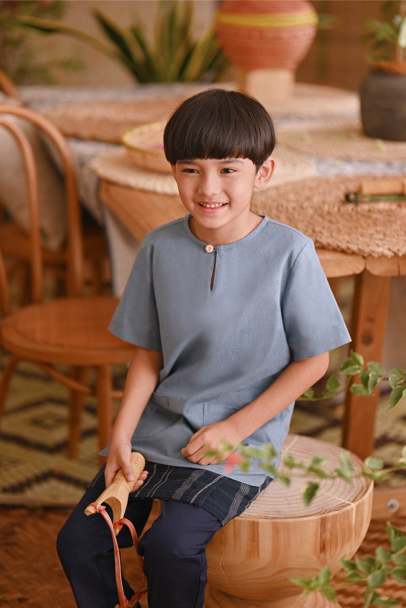 The Hening Short Sleeve Kurta - Air Force Blue