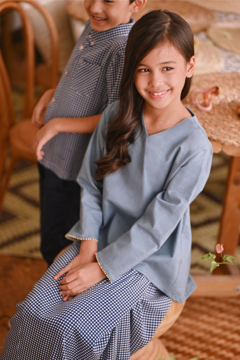 The Hening Flare Blouse - Air Force Blue