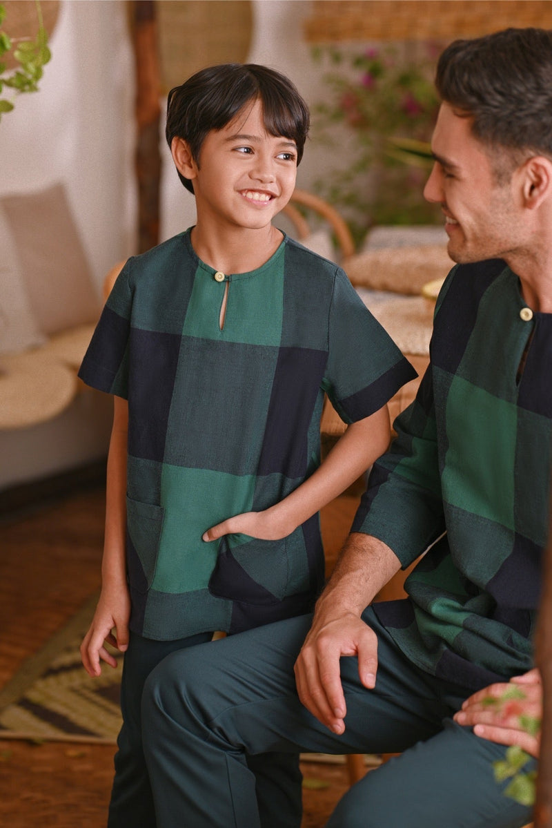 The Hening Short Sleeve Kurta - Green Square