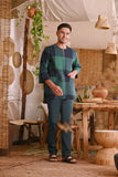 The Hening Men 3/4 Sleeve Kurta - Green Square