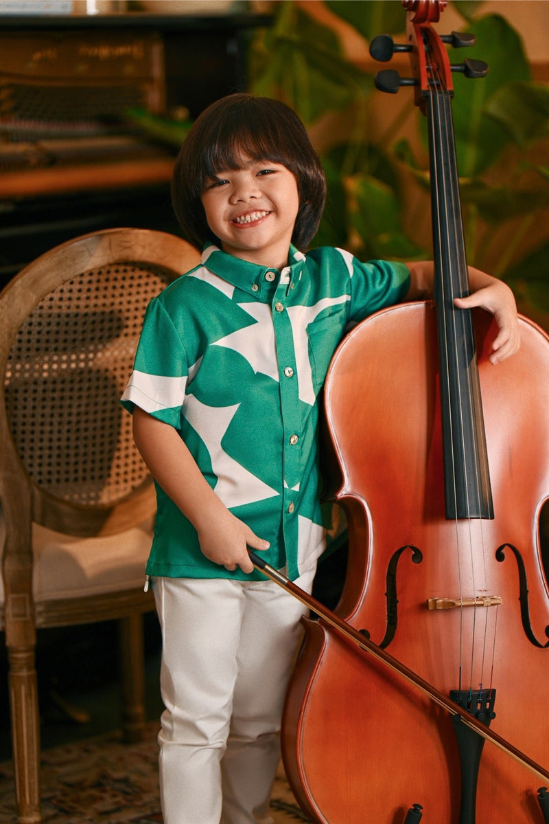 The Glow Batik Shirt - Green Geo