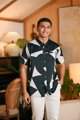 The Glow Men Batik Shirt - Black Geo