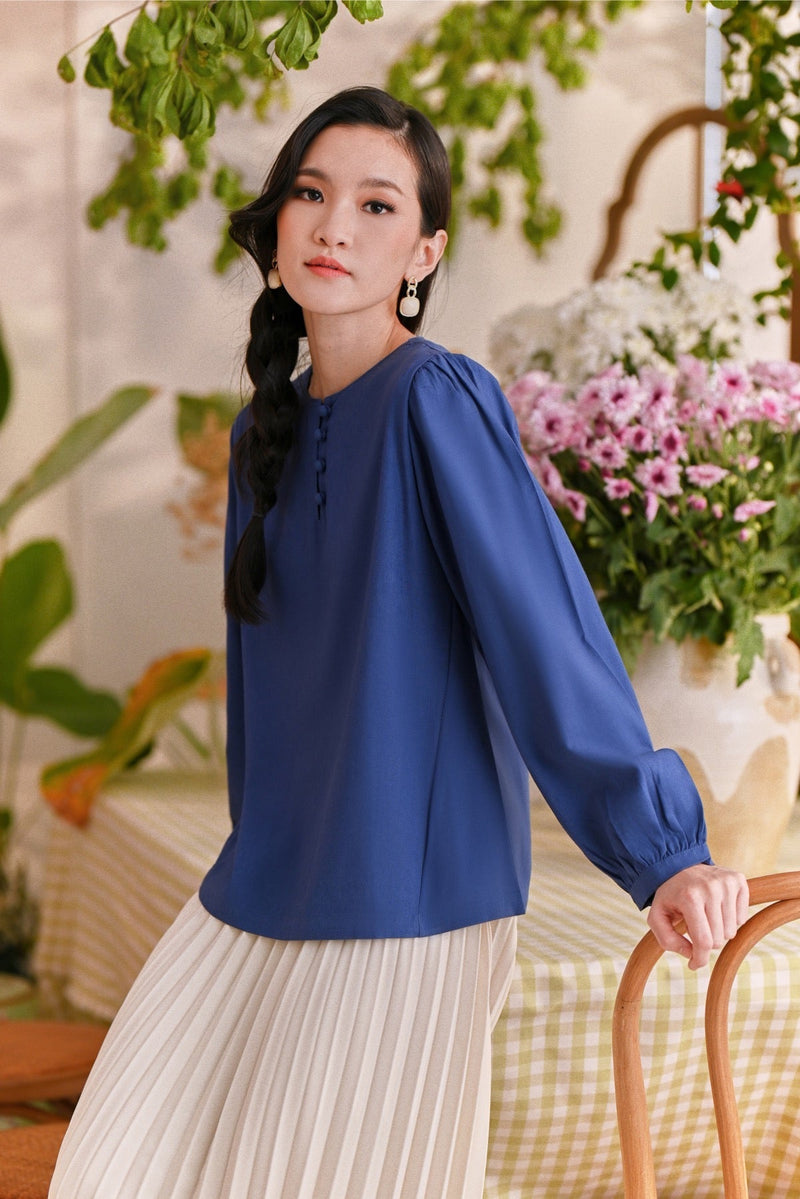The Sarang Women Princess Blouse - Steel Blue