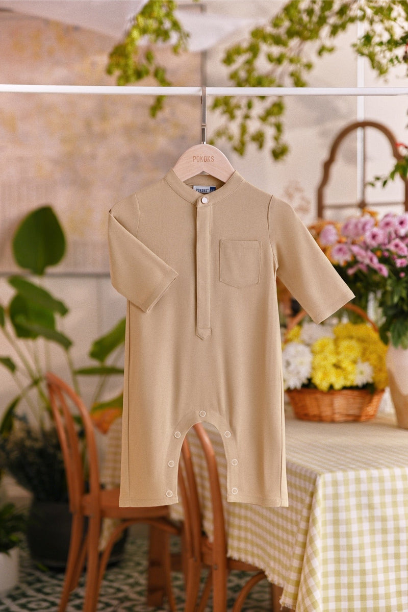 The Sarang Babies Baju Melayu Jumpsuit - British Khaki