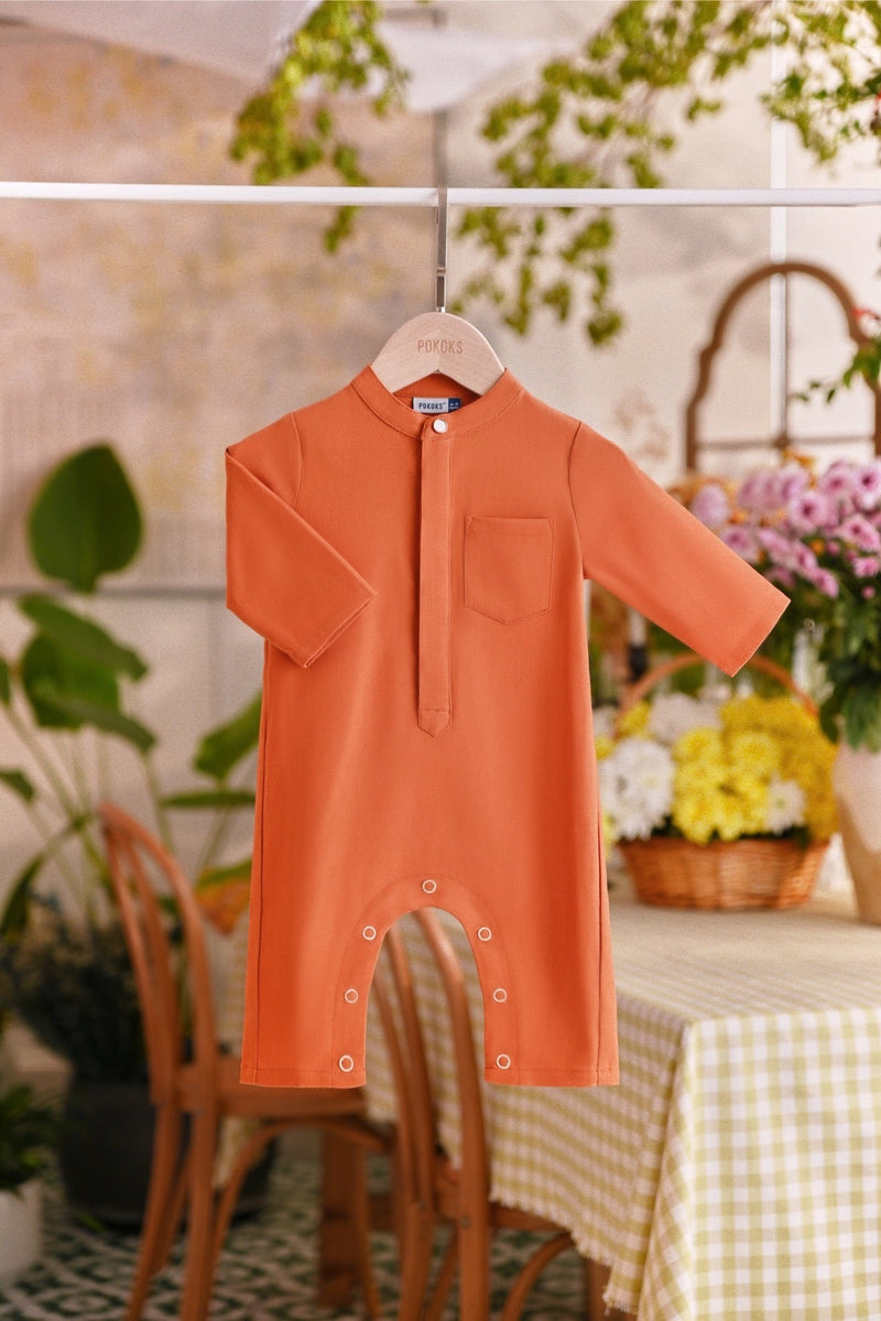 The Sarang Babies Baju Melayu Jumpsuit - Brown