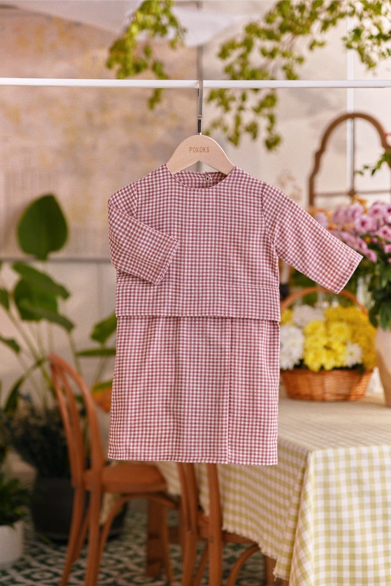 The Sarang Babies Kurung - Burgundy Checked