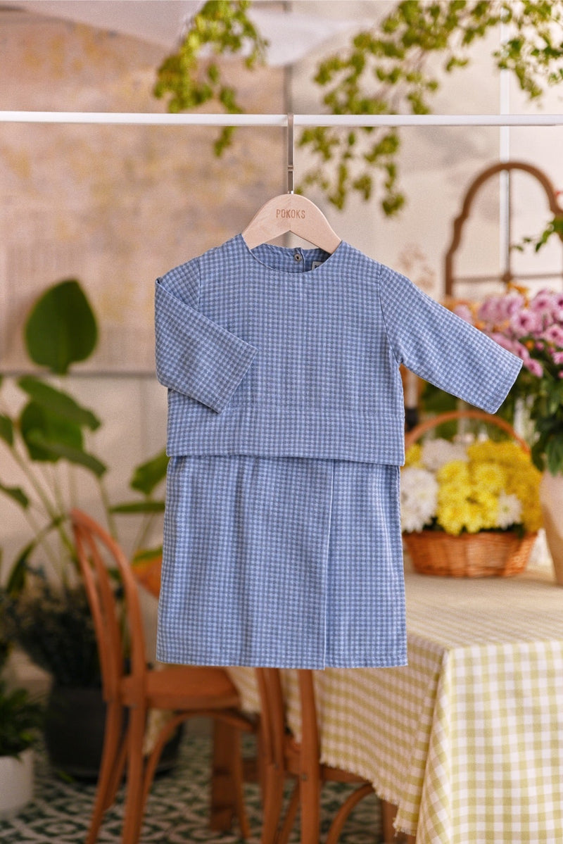 The Sarang Babies Kurung - Yale Blue Checked