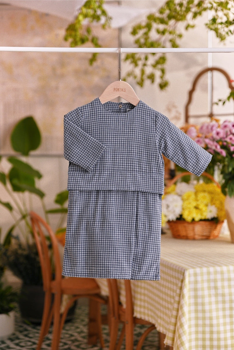 The Sarang Babies Kurung - Light Navy Checked