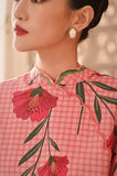 The Spring Dawn Women Flutter Sleeve Cheongsam Top - Poppy Pink