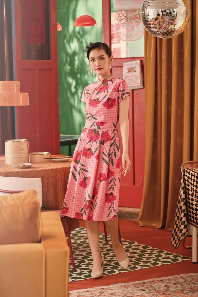 The Spring Dawn Women Blossom Cheongsam Dress - Poppy Pink