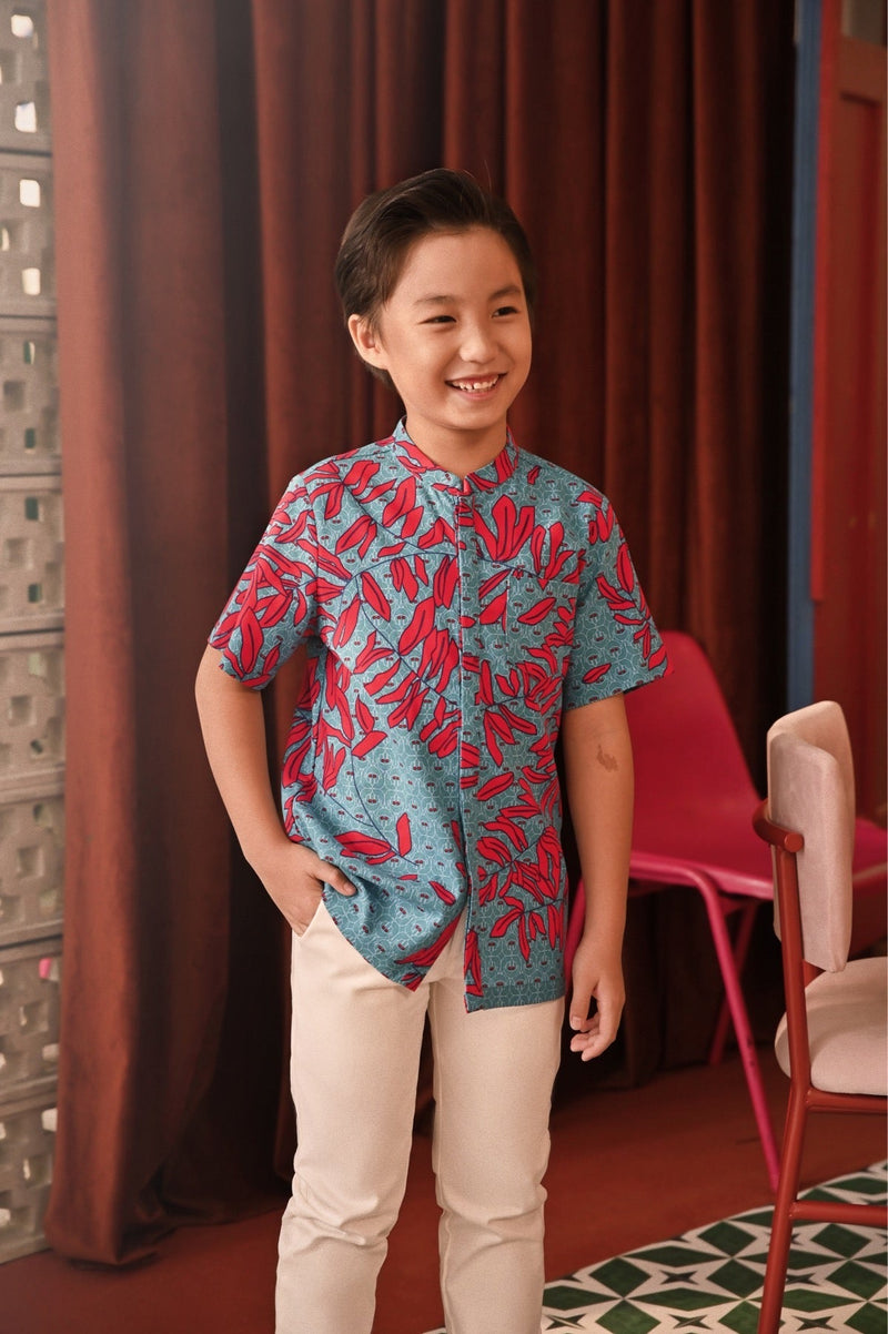 The Spring Dawn Mandarin Shirt - Oriental Garden