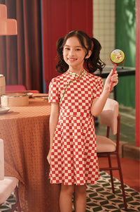 The Spring Dawn Blossom Cheongsam Dress - Checkerboard